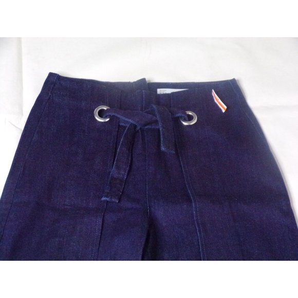 🆕TOPSHOP High Waist Tie Wide Leg Crop Jeans Dark Blue Size 28 - Picture 6 of 7